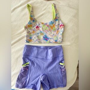 Fabletics Biker Shorts & Sports Bra Matching Set | Shorts XS | Bra XXS